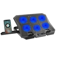 Support de refroidissement pour ordinateur portable de jeu 2-en-1 à 6 ventilateurs avec support de téléphone, vitesse réglable, pour tous les ordinateurs portables de moins de 18 pouces