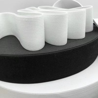Vente en gros personnalisé noir blanc tricoté plat élastique bande de sangle tricot élastique pour vêtement