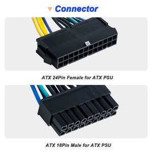 Câble adaptateur d'alimentation 24 broches vers 18 broches ATX PSU pour station de travail <span class=keywords><strong>HP</strong></span> Z420/<span class=keywords><strong>Z620</strong></span> 12 pouces/30cm - Product Image 2