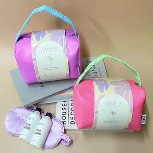 20*13*13cm sac à cosmétiques portable en PU sac de rangement de maquillage de voyage personnalisé avec manchon en papier trousse de toilette de beauté avec poignée - Product Image 3