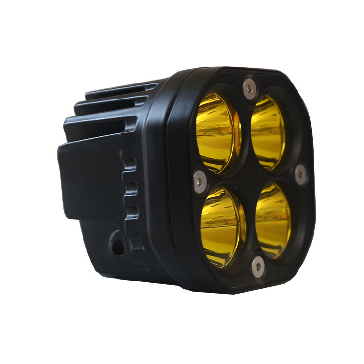 In Stock Car LED Work Light Yellow-White Auxiliary Light 40W Clover Lens 4 Lenses Modified Motorcycle Made in Guangzhou