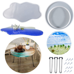 HY 24 pouces/60cm grands moules de table ronds en résine époxy pour bricolage Art décoration de la maison - Product Image 1