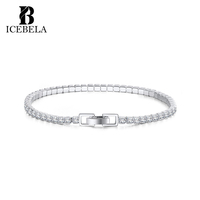 Bracelet tennis ICEBELA fait main pour femme, en argent sterling 925 de luxe, avec zircone cubique bleue et blanche de 2,0 mm
