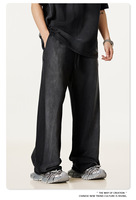 Pantalon de survêtement large délavé vintage dégradé avec cordon de serrage bicolore taille élastique 370G 100% coton coupe décontractée unisexe streetwear personnalisé