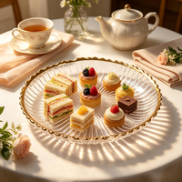 Assiette irrégulière créative de style chinois moderne, écologique, à bord doré, réutilisable, pour fruits, desserts, dîner, mariage, usage domestique