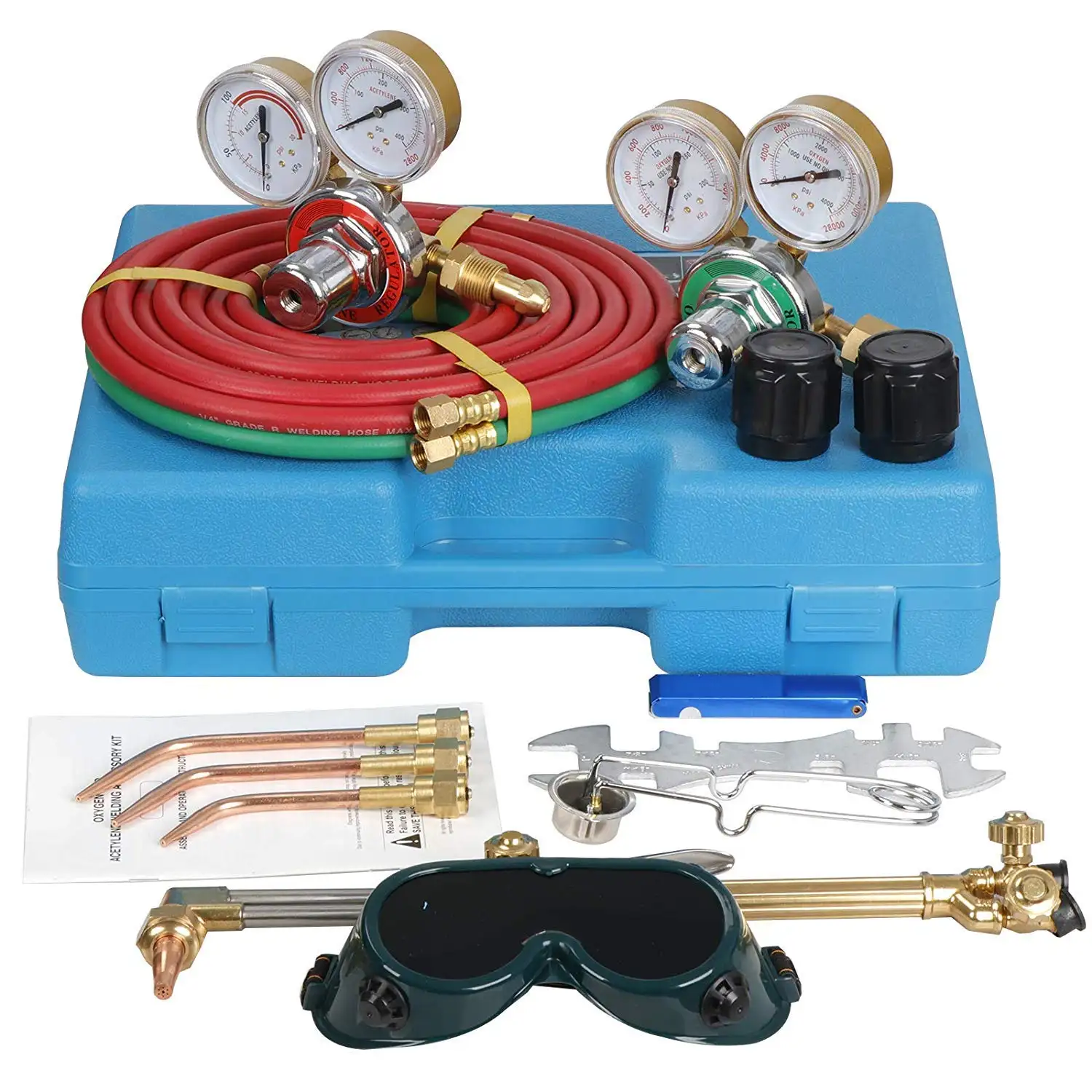 Mini Gas Welding Cutting Oxy Oxygen Acetylene Torch Kit Welder Tool 2M Cables 