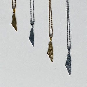 สร้อยคอโซ่จี้พาเลสตินแบบวินเทจสร้อยคอแผนที่สีเงินพร้อมอักษรอาหรับ - Product Image 6