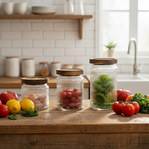 Contenitore in Vetro Trasparente per Alimenti con Coperchio Ermetico per Conservare la Freschezza degli Alimenti Secchi - Product Image 1
