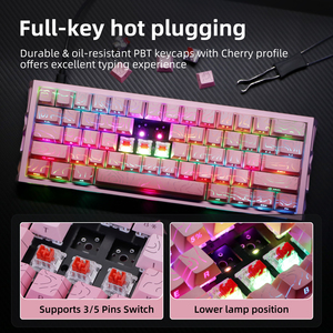 Teclado Mecánico con Cable Kavlorn N61 60%, Retroiluminación Mixta, 61 Teclas, Español, Mini, Delgado, para <span class=keywords><strong>Juegos</strong></span>, Computadora de Escritorio, Anti-Ghosting - Product Image 3