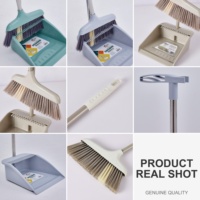 Ensemble balai et pelle coupe-vent avec poils élastiques denses, grattoir anti-poils, rangement vertical à clipser, outils de balayage