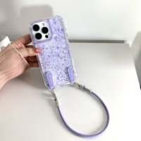 Coque de téléphone antichoc à paillettes époxy avec chaîne pour HONOR X5C PLUS X5C X7C 4G 300 5G X7D 5G Play 10 4G