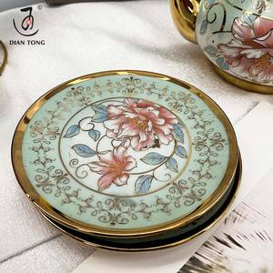 Ensemble de 6 tasses à café et soucoupes en céramique de luxe dorées à fleurs arabes pour café expresso, vente en gros, fête, café, logo personnalisé, ensemble de tasses à thé - Product Image 4