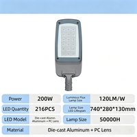 Lampadaire LED intelligent moderne 200W IP65 en aluminium moulé sous pression pour l'éclairage public des routes urbaines et des zones résidentielles