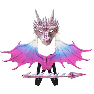 DAMAI Wholesale Hot Selling Handmade 1 Color Halloween Party Decoration Costume Set CosplayMask Wings Tail PU <b>Foam</b> Full Face - Product Image 5
