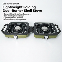 Réchaud de camping à gaz double brûleur en acier inoxydable coupe-vent, pliable, pour pique-nique en extérieur, cuisson pour 3-5 personnes