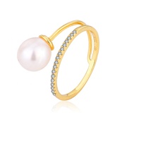 KAMMY Bagues unisexes tendance de luxe en argent 925 plaqué or 18 carats avec perles d'eau douce de 7,5-8 mm, design géométrique torsadé, pour usage quotidien