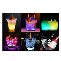 Seau à glace LED en plastique imperméable, surface lisse, style européen, taille personnalisée, pour boissons, utilisation intérieure/extérieure, promotion bar, haute qualité