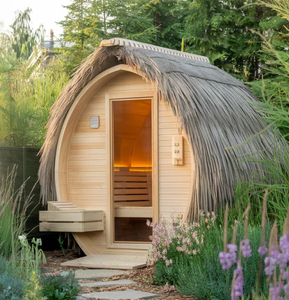 Cabine de bain de vapeur en bois massif pour sauna à baril extérieur moderne pour jardin, jardin, spa, chauffage électrique de type électrique - Product Image 2