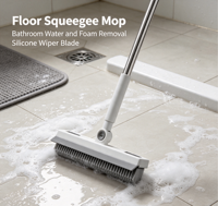 Brosse de nettoyage multifonctionnelle rotative Kalita New Style à long manche en acier inoxydable 320G pour sols de salle de bain et interstices de carrelage