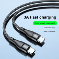 Kabel Data Bahan TPE Ramah Lingkungan Berkualitas Tinggi Tipe C ke Tipe C PD60W 3A Pengisian Cepat untuk Smartphone