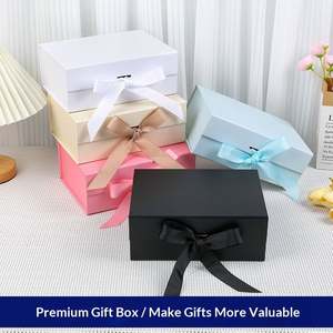 Caja de Regalo Rígida Plegable con Cierre Magnético, Lazo, Color Sólido, Logotipo Imprimible, Bolsas para Zapatos, Embalaje de Regalo para Fiestas - Product Image 4