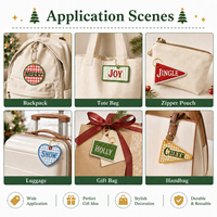 Breloques personnalisées pour sacs fourre-tout de Noël, porte-clés brodés de fêtes, décorations personnalisées pour sapins de Noël, étiquettes en tissu, vente en gros