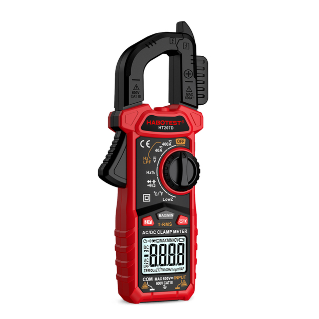 Habotest HT207D 4000 Counts Digital Clamp Meter R AC DC Voltage Current Resistance CAT III 600V 400A Electrical Installation
