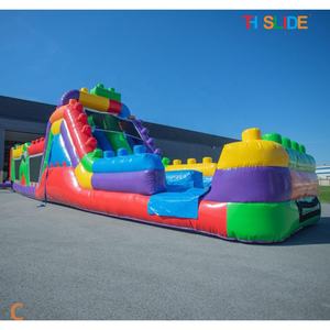 15x3m percorsi gonfiabili a ostacoli colorati di squadra di lavoro Sport giochi, commerciale buttafuori scivoli d'acqua con piscina e ostacoli giocattoli - Product Image 4