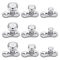 Piercing corporel personnalisé en alliage de titane F136 avec zircon rond à quatre griffes, clou de piercing, vente en gros