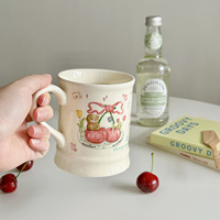 Tasse en céramique peinte à la main en biscuit d'ours Tasse à thé mignonne de style crème pour café au lait Utilisation en couple