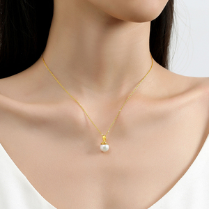 Gioielli <span class=keywords><strong>Pawnable</strong></span> oro fidanzamento regalo di amicizia donna vuoto oro 18K ciondolo perle naturali Colliers Pour Femmes - Product Image 4