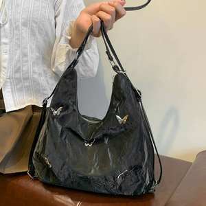 Bolso de hombro de poliéster con cierre de cremallera de cuero PU de gran capacidad, informal, a la moda, con diseño de mariposa, para mujer - Product Image 2