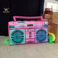 Modèle de radio rétro gonflable personnalisé avec lumière LED intégrée pour la décoration de fête DJ, décoration de fête à thème, gonflables pour événements