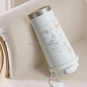 Bouteille d'<span class=keywords><strong>eau</strong></span> en acier inoxydable 316 avec paille, gobelet isotherme à double boisson Lily of the Valley pour le bureau, les voyages d'affaires, cadeau - Product Image 4