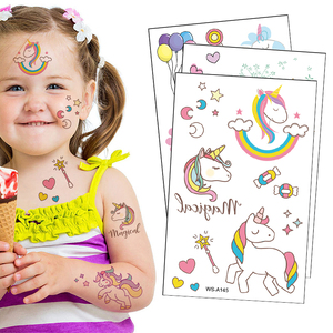 10 fogli personalizzati del produttore di <span class=keywords><strong>unicorno</strong></span> finto tatuaggio adesivo per bambini trasferimento di acqua Glitter tatuaggio temporaneo per feste - Product Image 1
