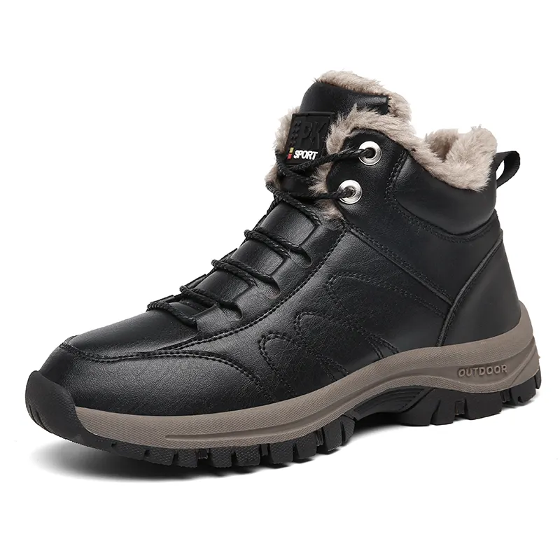 2023 custom Autumn Winter Men's Rubber Snow Boots Warm Working Lace Up Boot Shoes