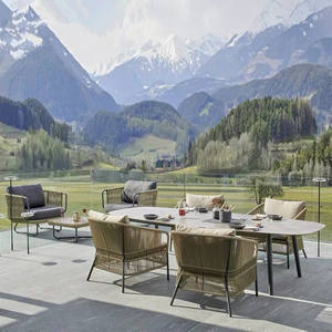 Conjunto de mesa y sillas de patio para exteriores, estilo escandinavo, de aleación de aluminio, impermeable, para villa, hotel, balcón - Product Image 2