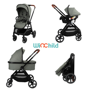 Passeggino Reversibile Pieghevole con Carrozzina, Navicella e <span class=keywords><strong>Seggiolino</strong></span> <span class=keywords><strong>Auto</strong></span> 3 in 1 per Neonati e Bambini - Product Image 4