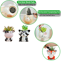 Berbentuk kartun Pot sukulen kecil pemegang tanaman udara Pot hewan Mini lubang drainase tanaman udara Tillandsia pemegang untuk tanaman Mini