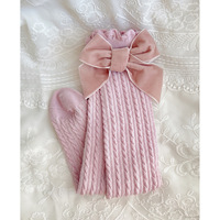 Chaussettes hautes pour bébés, enfants et filles avec nœud en tricot torsadé