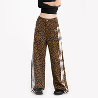 Nouveauté Pantalon large décontracté à imprimé léopard Pantalon large décontracté sportif Taille mi-haute personnalisé