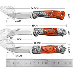 سكين بمقبض خشبي صغير من Bochen للتخييم الخارجي وبقاء على قيد الحياة بدون قفل جيب قابل للطي للصيد سكاكين قابلة للطي بنمط مزخرف - Product Image 5