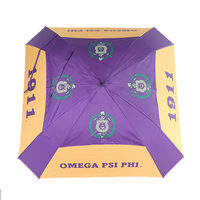 Parapluie de golf personnalisé à double couche à ouverture automatique étanche au vent et à l'air avec grande forme carrée avec pochette