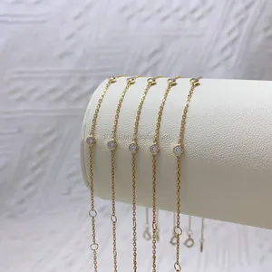 Nova Chegada Simples 14K Ouro Jóias Sólido Ouro Amarelo Laboratório Pulseira De Diamante Para Menina