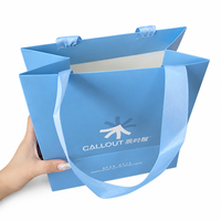 Sac fourre-tout à ruban intégré bleu, sac de shopping haut de gamme, sac d'emballage cadeau pour produits de soin de la peau et compagnon de voyage professionnel