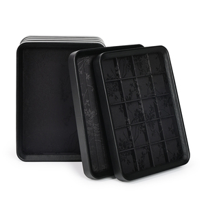 Doc <span class=keywords><strong>2025</strong></span> biểu tượng tùy chỉnh màu đen Stackable sợi nhỏ trang sức khay Showcase hiển thị khay với chức năng lưu trữ - Product Image 6