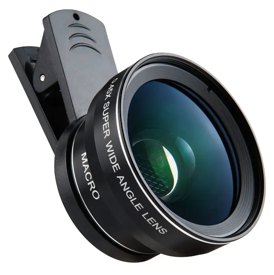 Professional Mobile Phone Camera Lenses 12.5X Macro 0.45X Super Wide Angle 2 In 1 Clip-on Fish Eye Lens