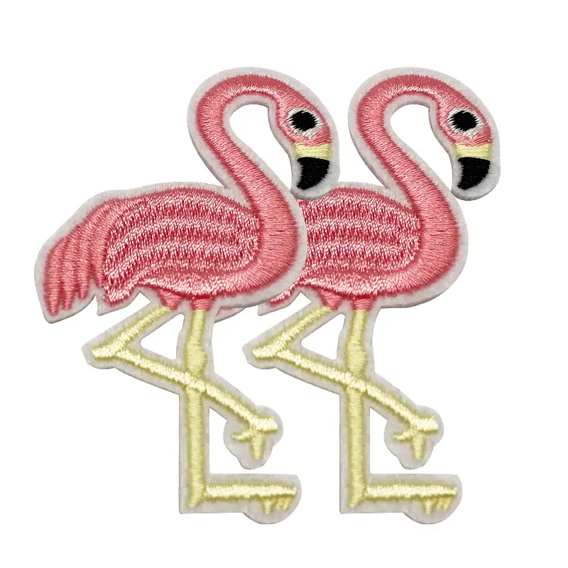 Hot bán Fancy hồng Flamingo thiết kế sắt trên thêu trang trí t Áo sơ mi các bản vá lỗi tùy chỉnh thiết kế
