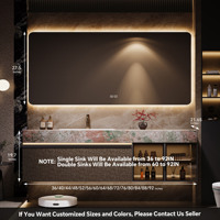 Mueble de Baño Flotante de Lujo para Hotel, Madera Sólida Natural, Encimera de Piedra Sinterizada, Lavabo Integrado, Botiquín con Luz LED