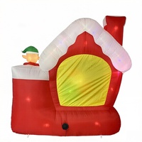 Vente en gros usine : Maison gonflable de Noël du Père Noël avec elfe sur le toit, gonflable de 2,1 m de haut, décoration de jardin pour les fêtes